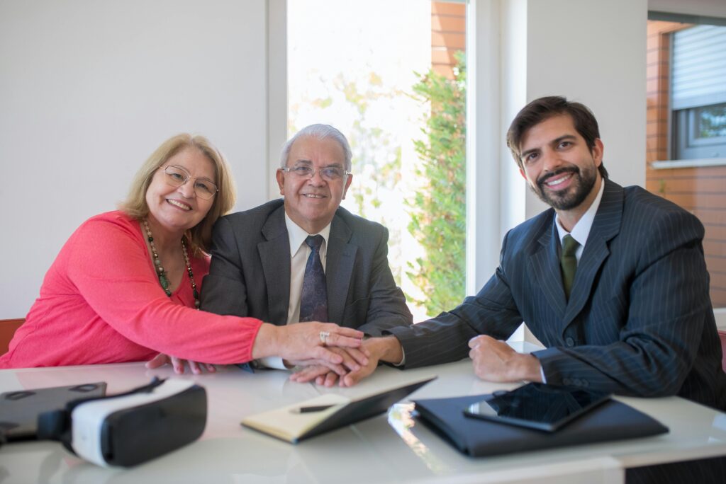 Financial advisor meeting with a retired couple