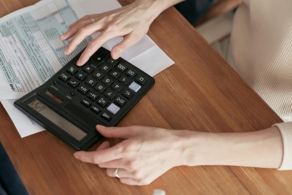 Reviewing a financial plan with a calculator